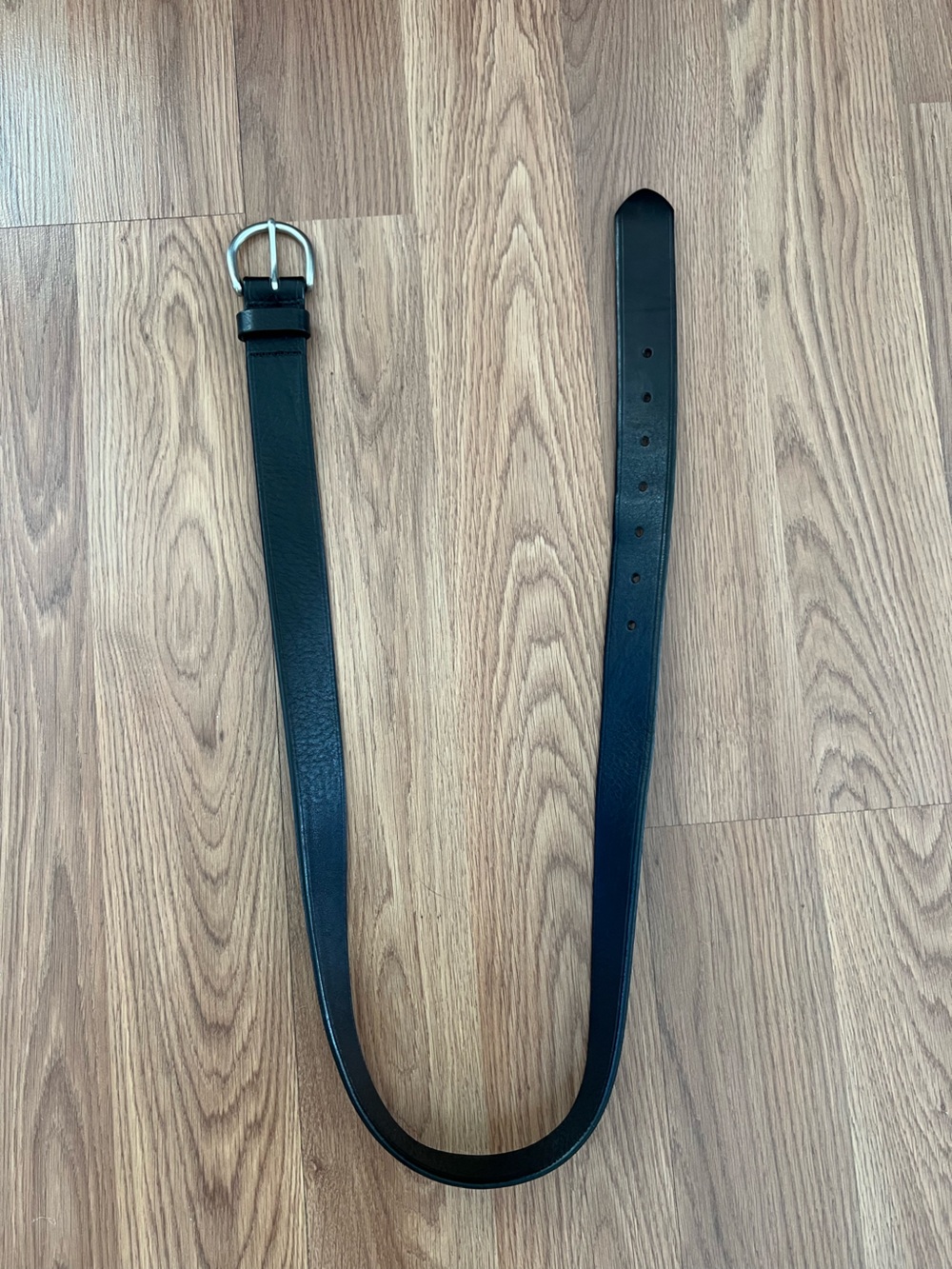 Madewell Black Leather Belt Silver Buckle 32–38”